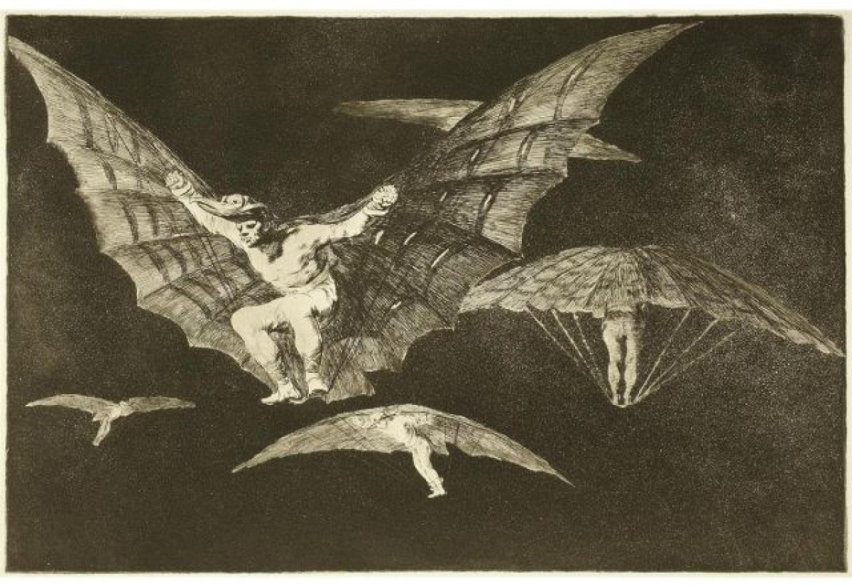 Winged demons flying