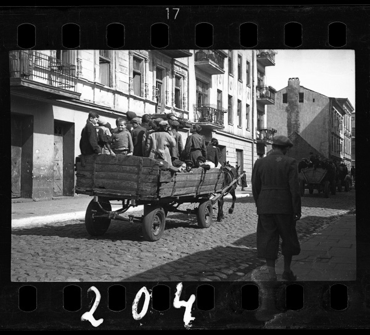 Children on a horse-drawn wagon