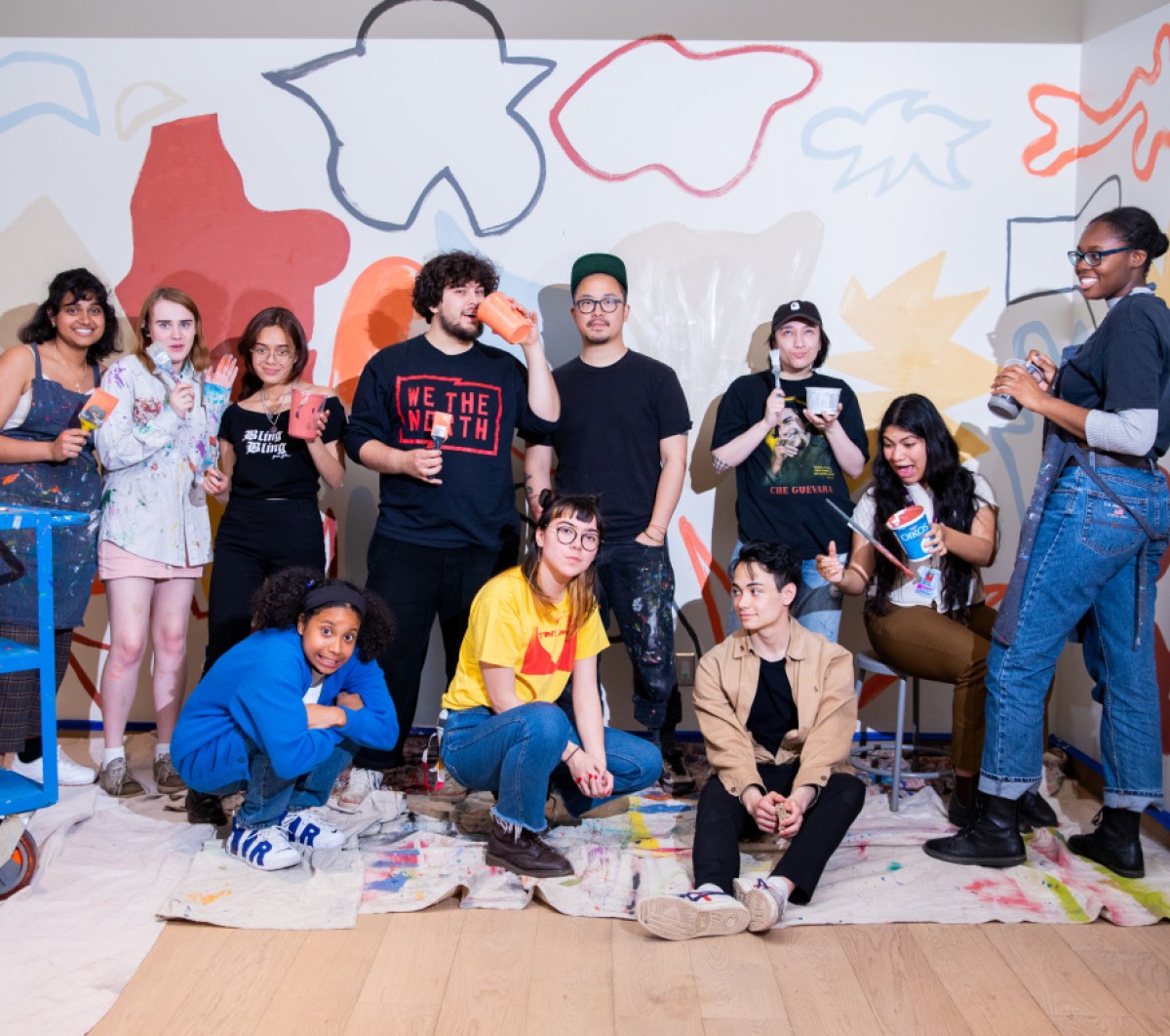 Group of AGO Youth posing with art work
