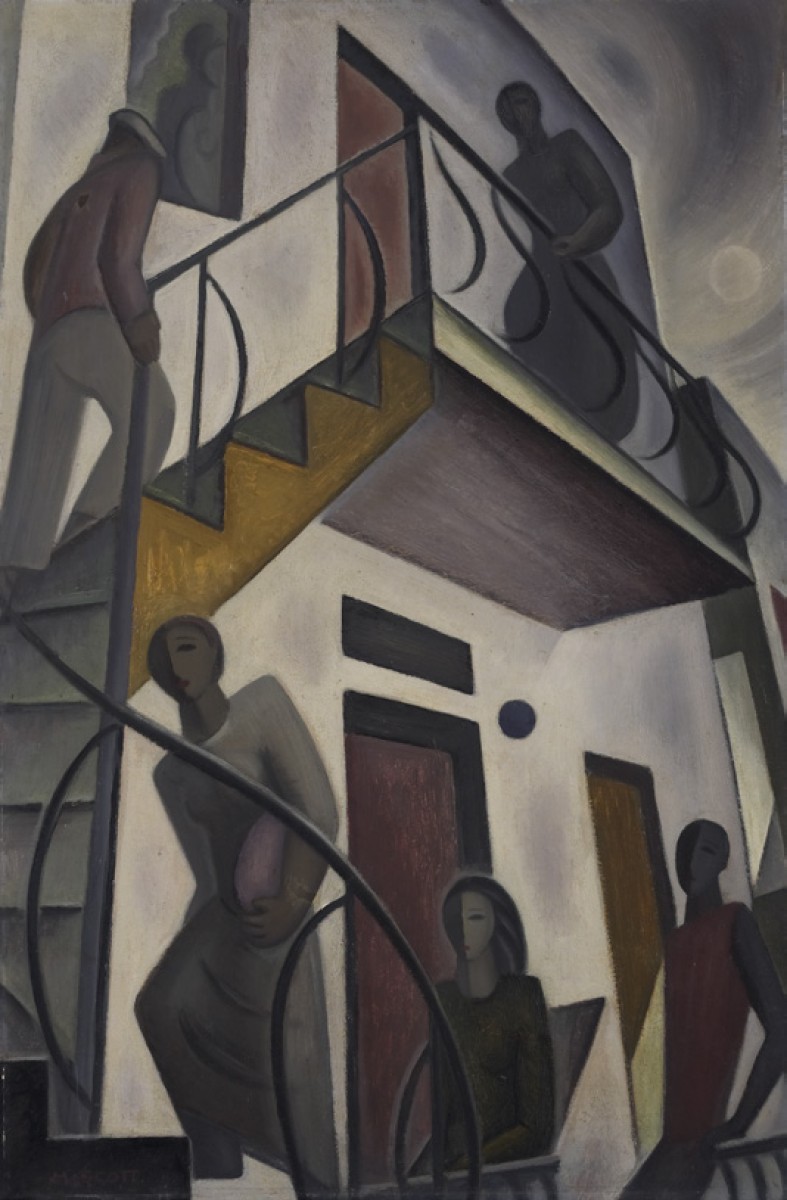 Marian Dale Scott, Tenants, 1939–1940. Oil on board, 63.6 x 42 cm. Gift from the J.S. McLean Collection, by Canada Packers Inc., 1990. © Art Gallery of Ontario. 89/920.
