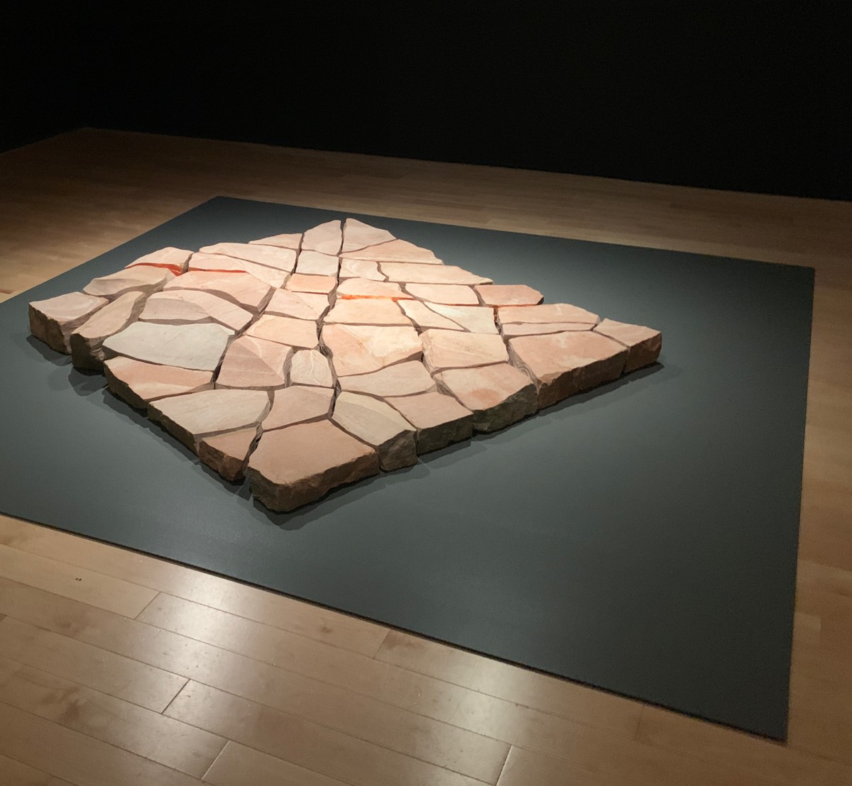 Image of a sculptural artwork by Michael Belmore, installed on the floor 