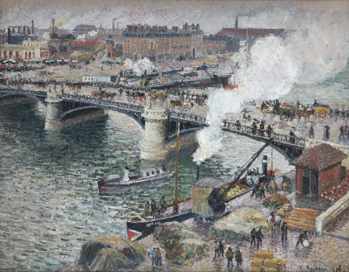 Camille Pissarro. Le pont Boieldieu à Rouen, temps mouillé