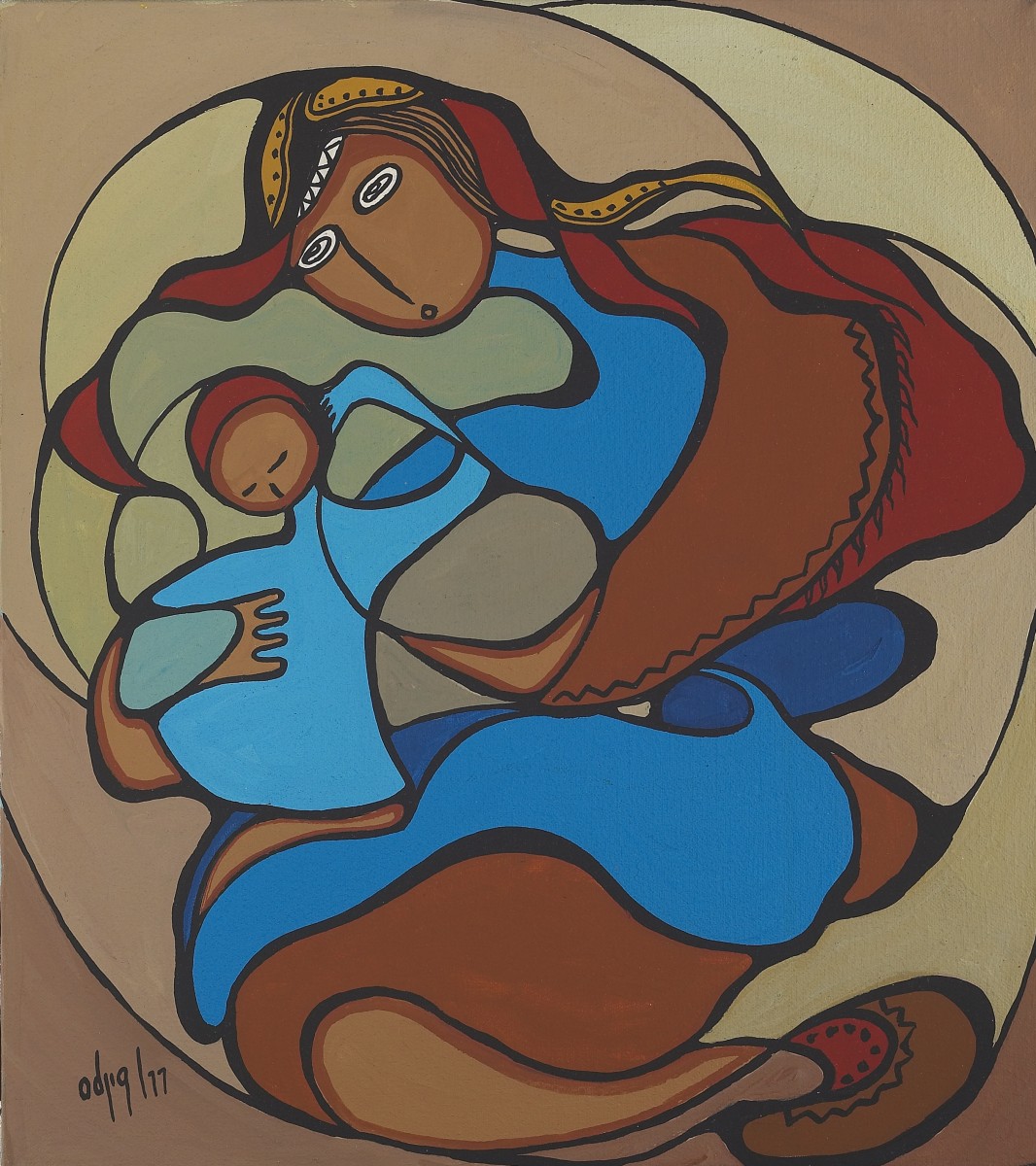 Daphne Odjig. Mother and Child  - Playtime