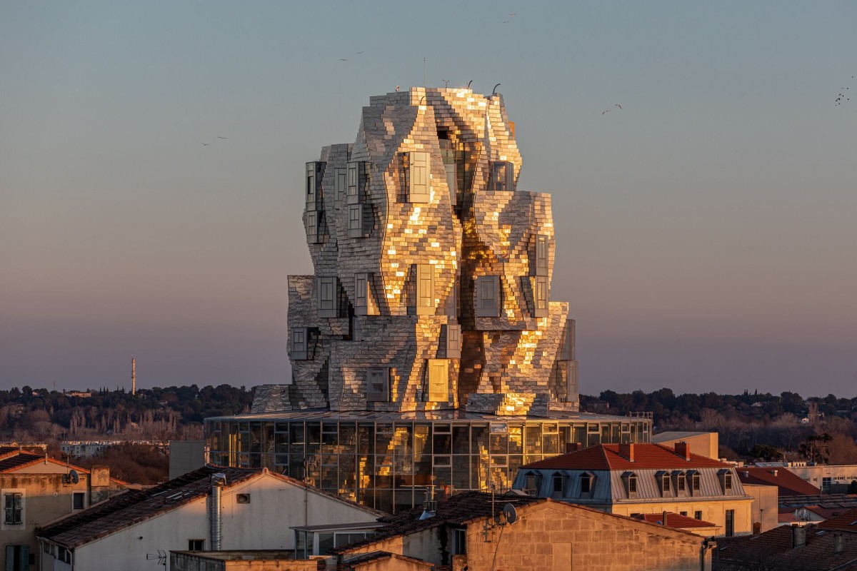 Exterior view of The Tower, imagined by Frank Gehry