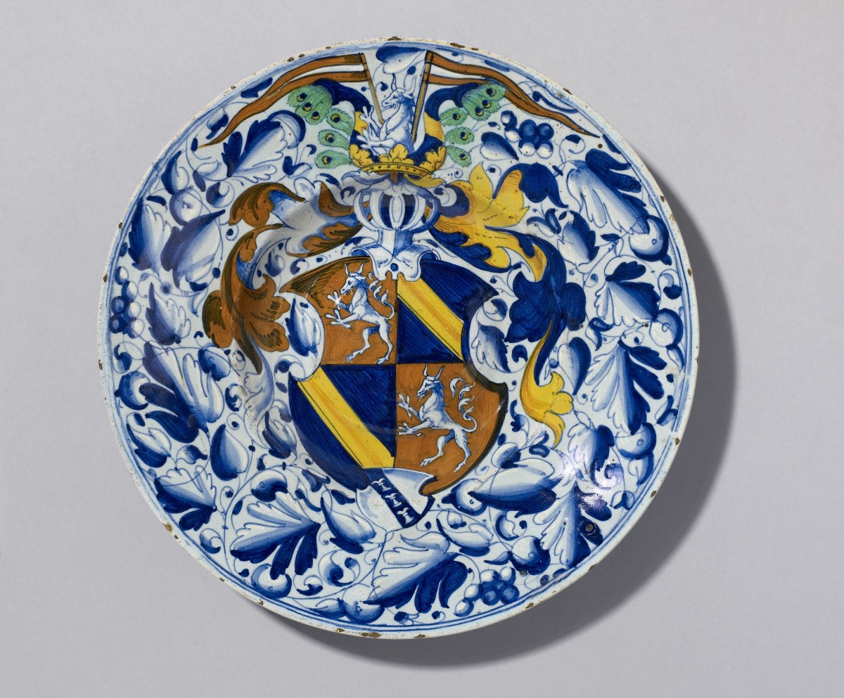 Plate with the coat of arms of Georg Scheurl and Elisabeth Derrer of Nuremberg.