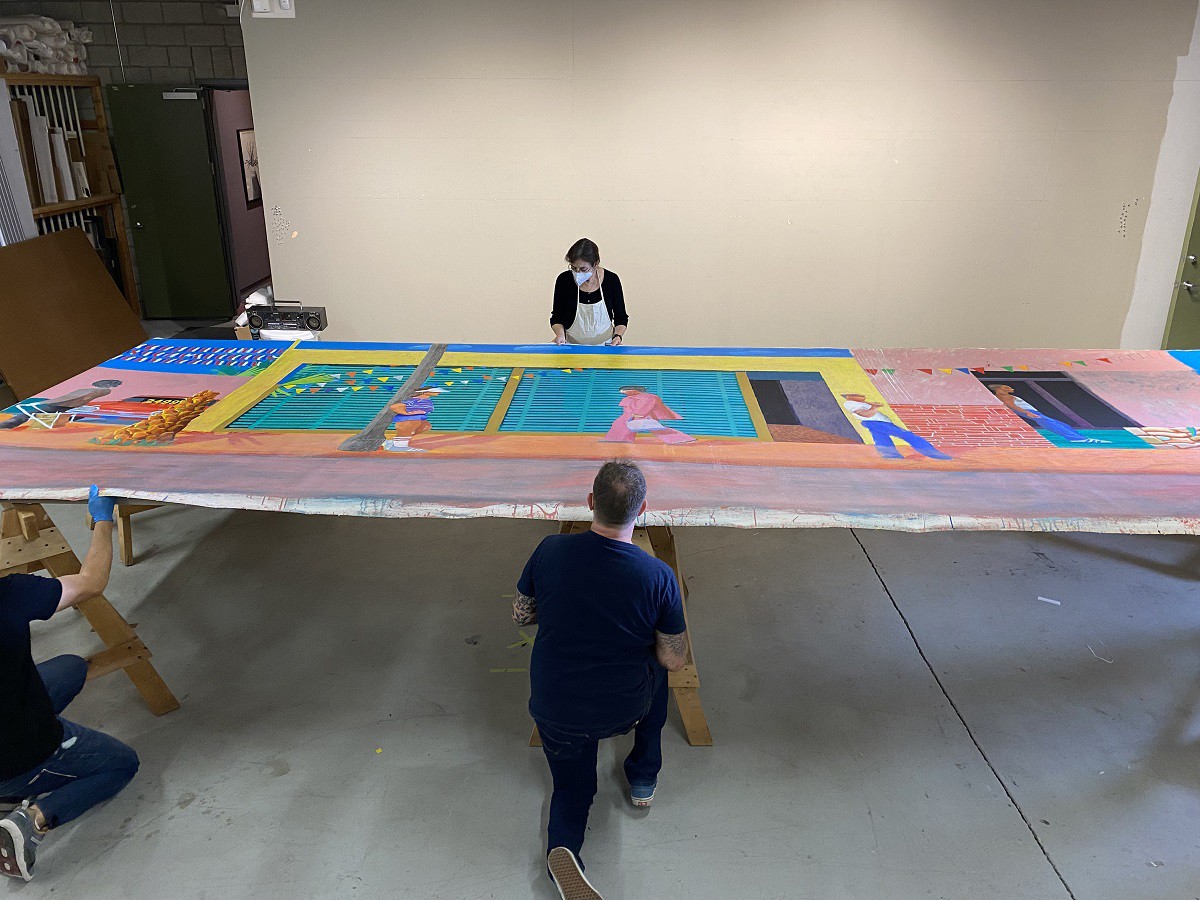 Stretching the canvas, "Santa Monica Boulevard" in the studio