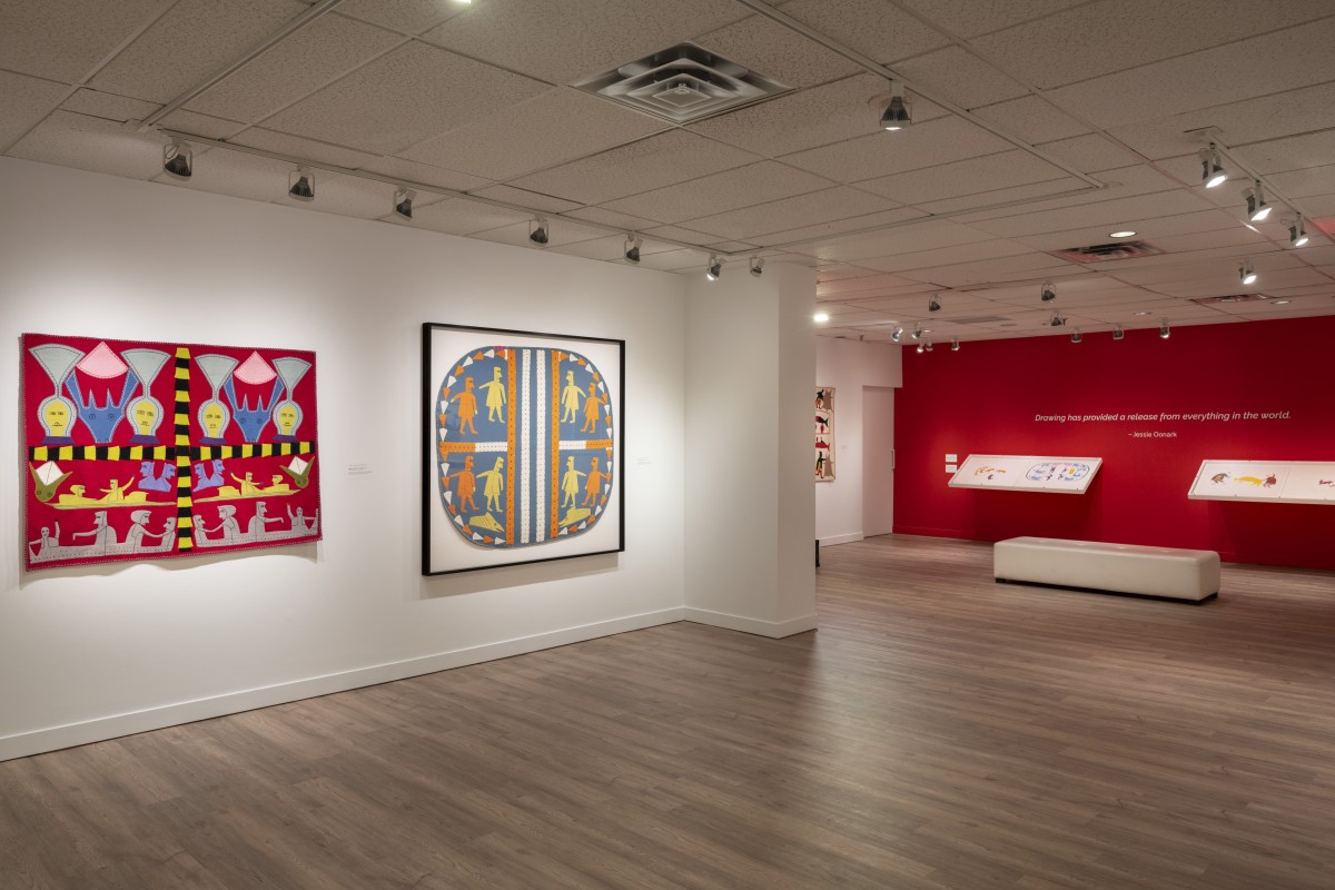 Installation view of ᑕᑯᒃᓴᐅᔪᒻᒪᕆᒃ Double Vision