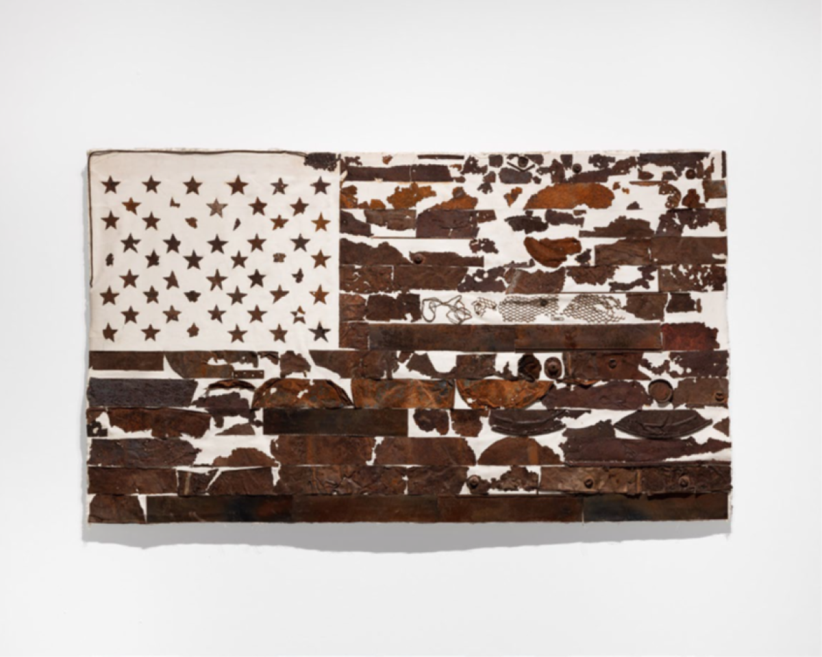 June Clark. Dirge, 2003. Oxidized metal on canvas, 94 × 160 × 1.8 cm. Art Gallery of Ontario. Purchase, with funds by exchange, and funds from Joyce and Fred Zemans, 2021. © June Clark, courtesy of the artist and Daniel Faria Gallery. Photo: LF Documentation. 2020/137