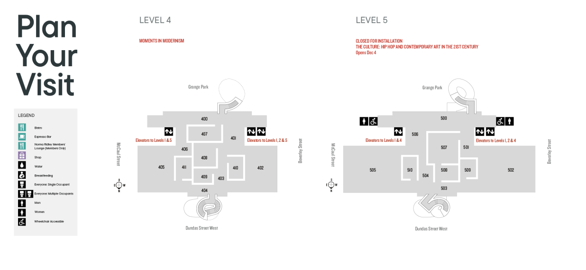 AGO Gallery map Level 4 & 5