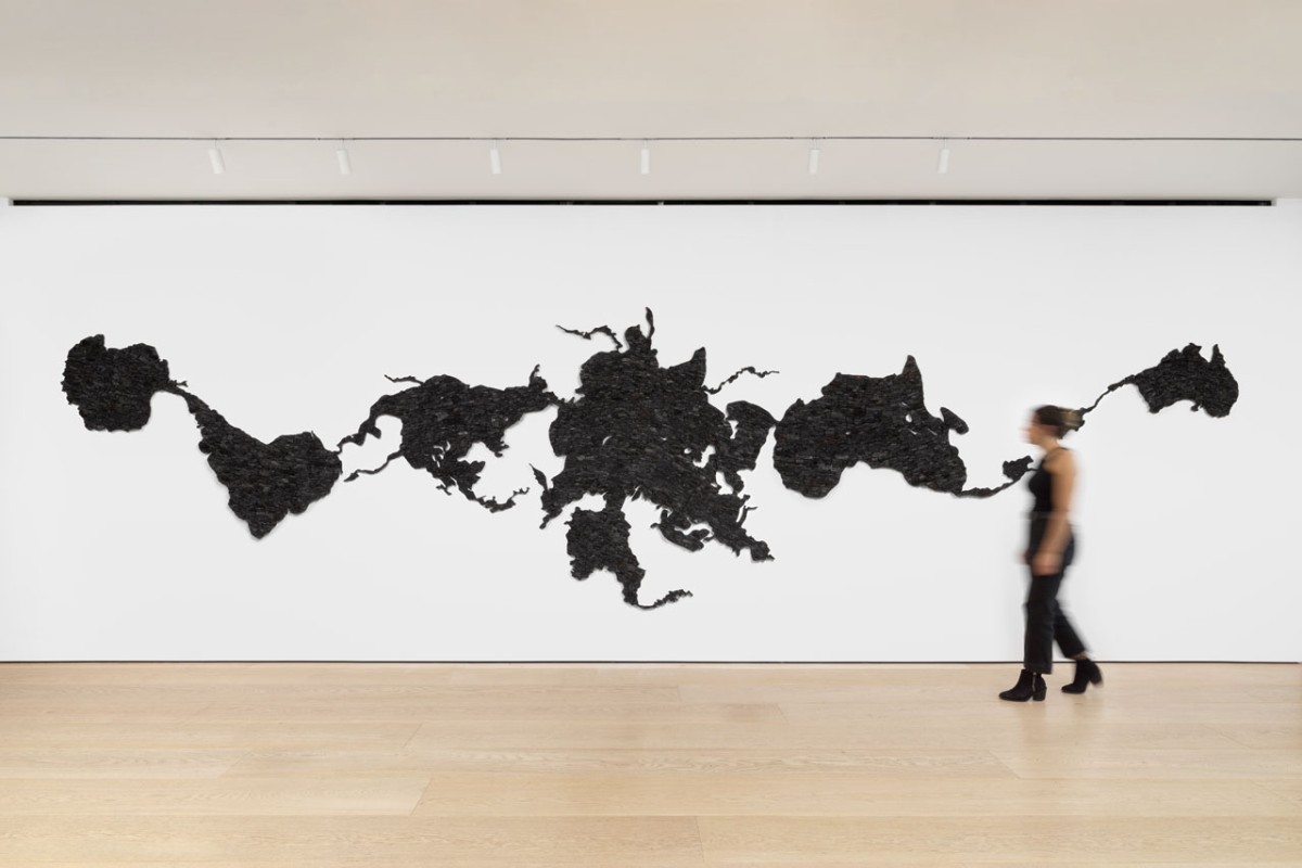 Installation view of wall mounted artwork by Teresita Fernández