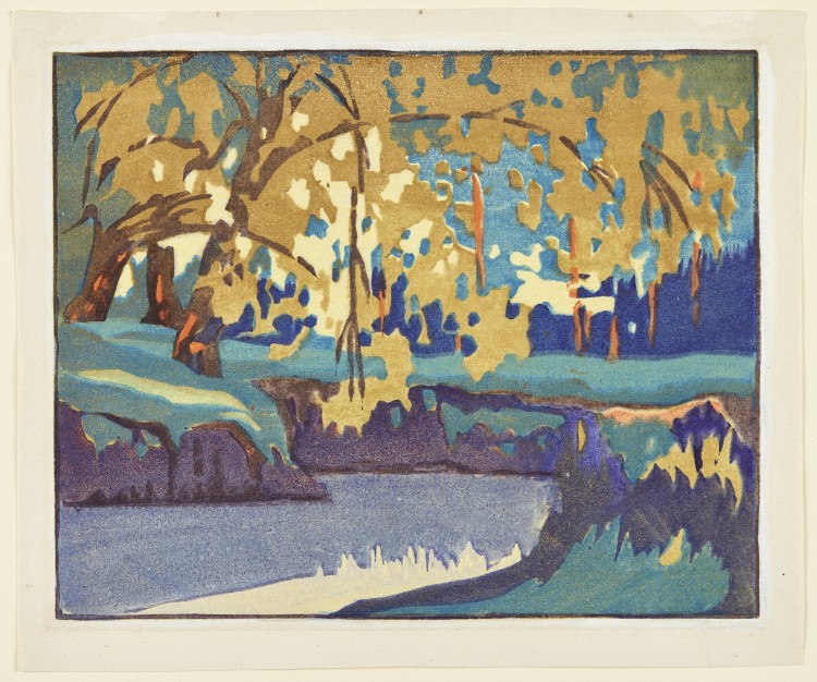 Mary E. Wrinch, Green and Gold, 1928-1929. Colour linocut on paper. Gift of Mary Wrinch Reid, 1969. © Art Gallery of Ontario 69/221.