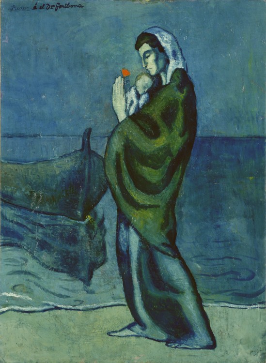 A painting of a Mother and Child by the Sea by Picasso 