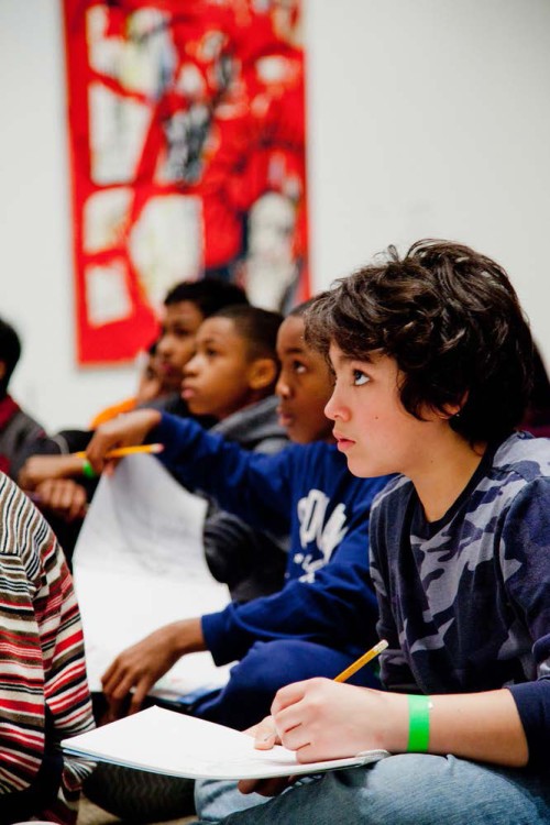 children in school group drawing
