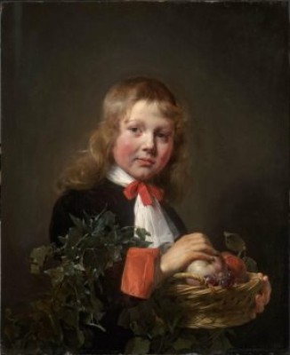 Portrait of a Boy holding a Basket of Fruit, painting by Jan de Bray's