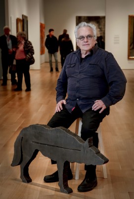 Artist John McEwen with his work The Distinctive Line Between One Subject and Another, 1980. © Art Gallery of Ontario