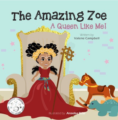 A Queen Like Me book cover featuring a girl sitting on a throne against a light teal background