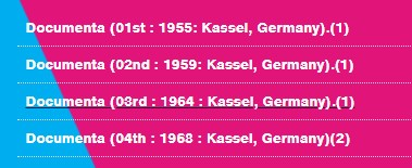 Filter by Keyword in Author heading, search for Documenta