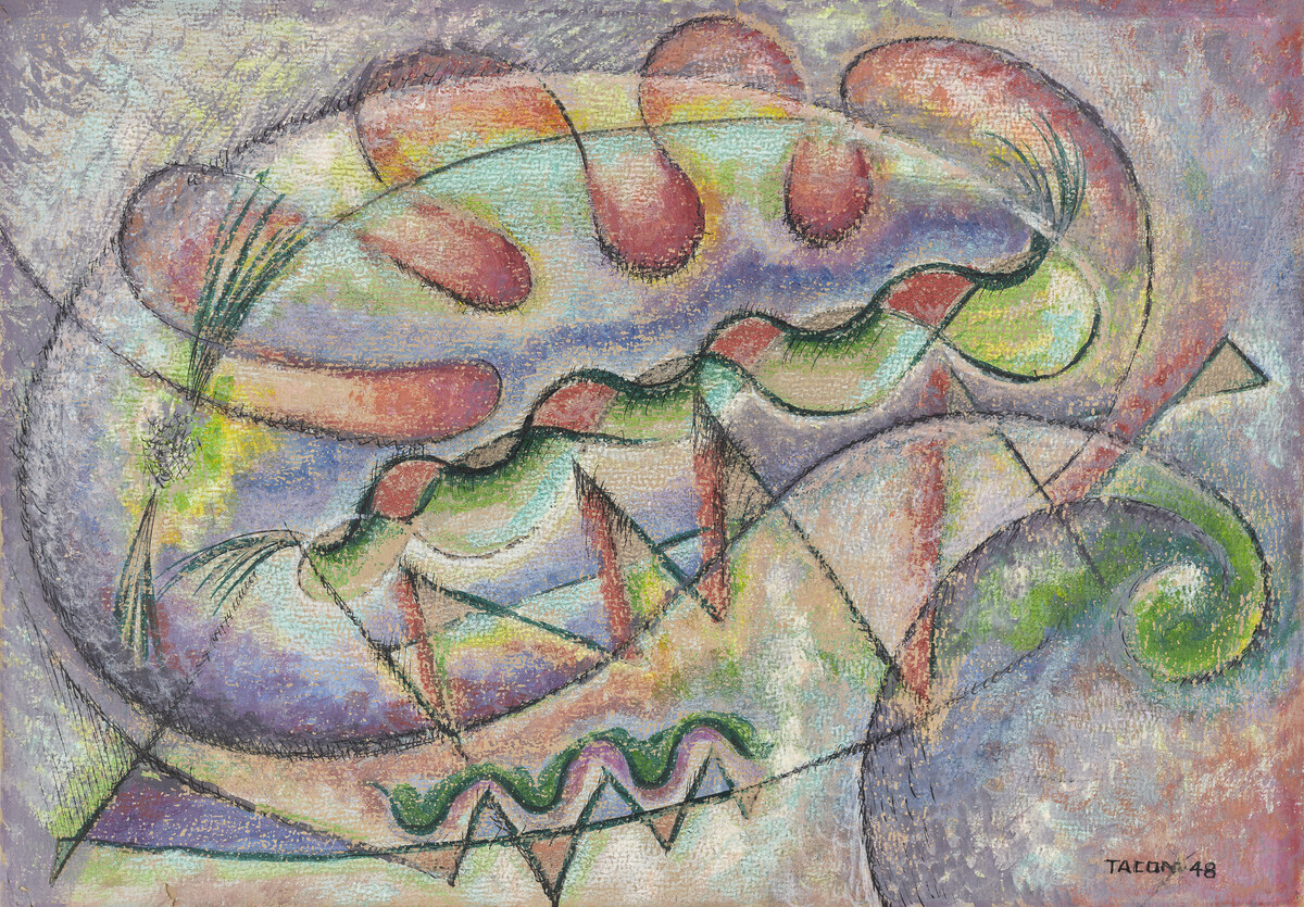 Edna Taçon, Abstract, 1948. Pen and ink and watercolour on paper, Overall: 31.8 × 45.7 cm.
