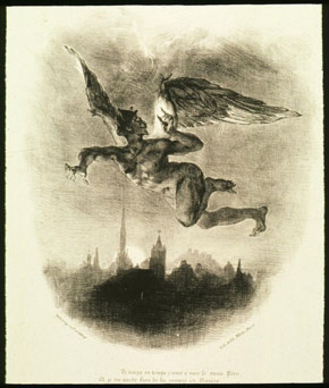 Eugène Delacroix, Mephistopheles dans les airs (frontispiece from Faust), 1828