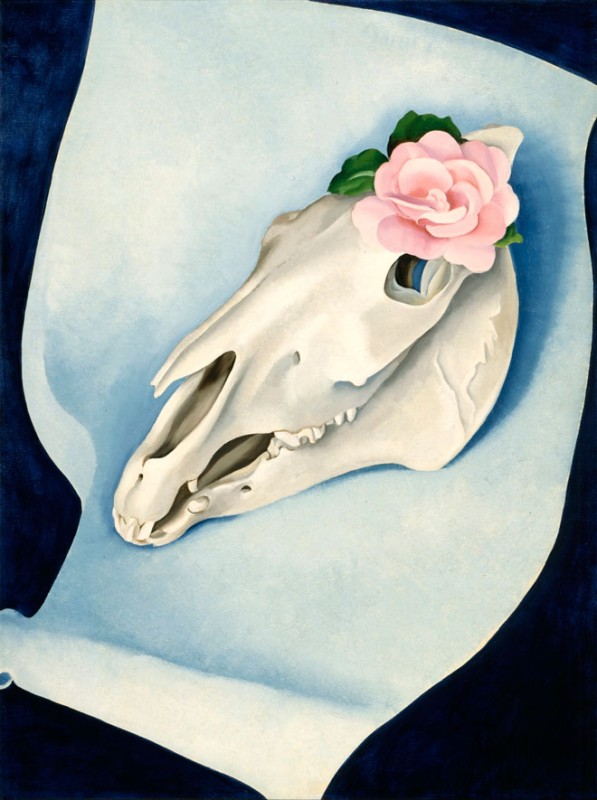Georgia O'Keeffe. Horse's Skull and Pink Rose, 1931