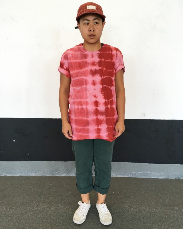 Youth wearing tie dye t-shirt