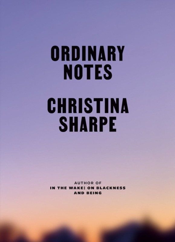 image of cover of Ordinary Notes. Black text on a background of an out of focus images of a sky at dusk, lavender at the top moving to soft orange at the bottom. 