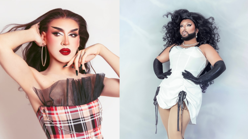 Heads shots ofdrag queens Nicki Nastasia and Madee Lovegood
