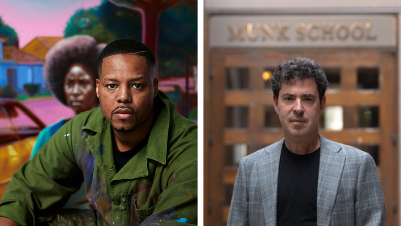 Side by side image of artist Titus Kaphar and Professor Jason Stanley