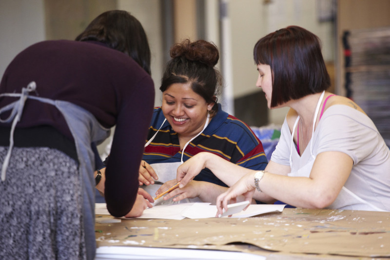 Women artmaking in Walker Court