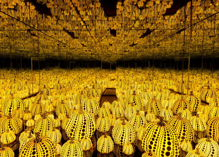 installation shot of kusama's All the Eternal Love I Have for the Pumpkins