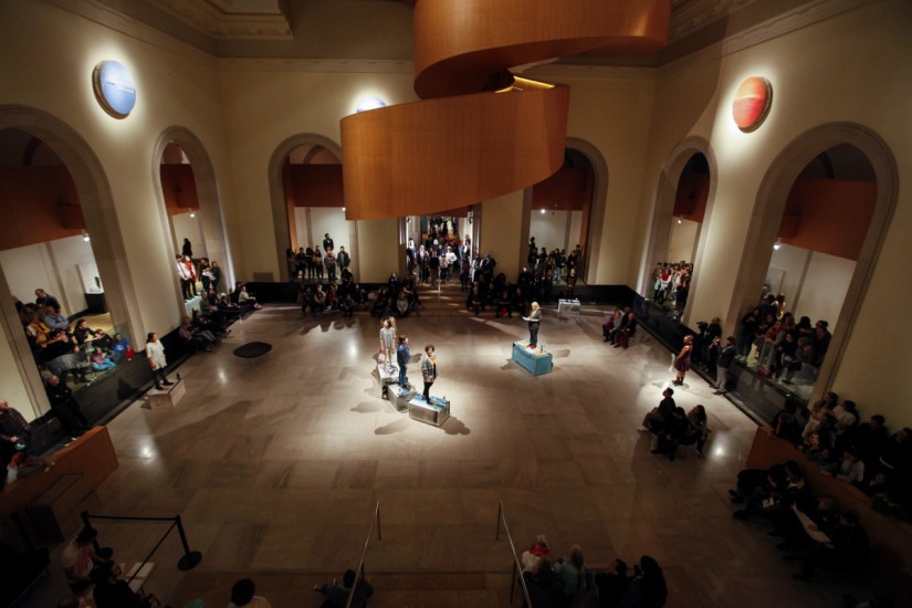 view from above of performance in Walker Court