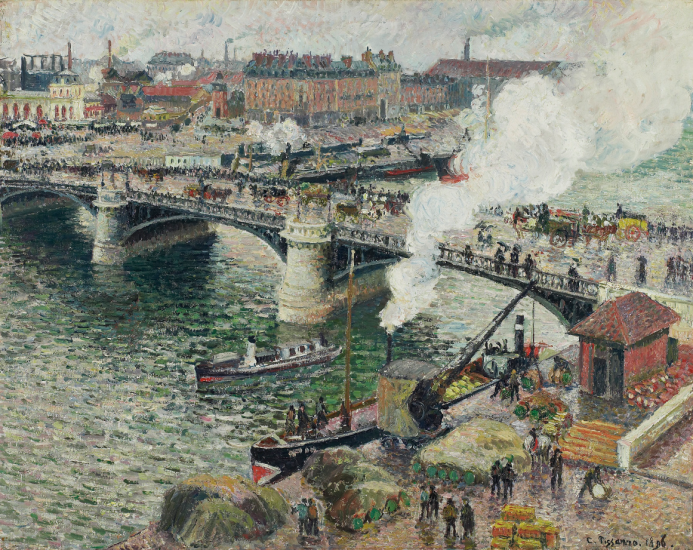 Le pont Boieldieu à Rouen, temps mouillé by Camille Pissarro