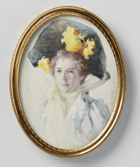 watercolour, Young Lady with Large Hat