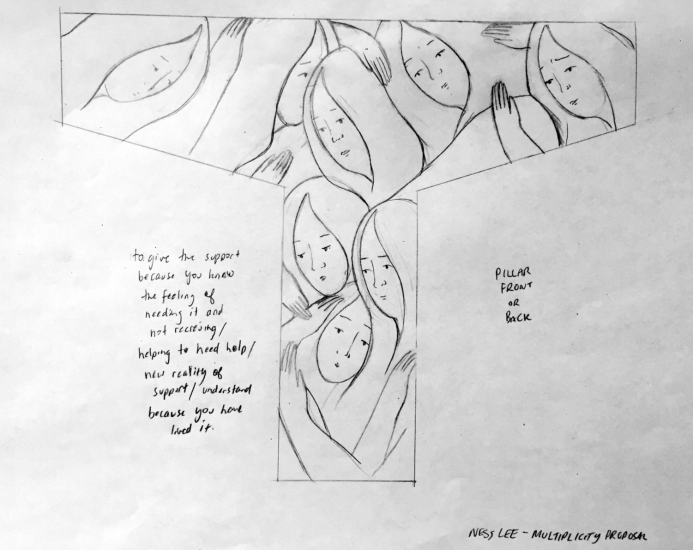 Ness Lee sketches for underpass mural