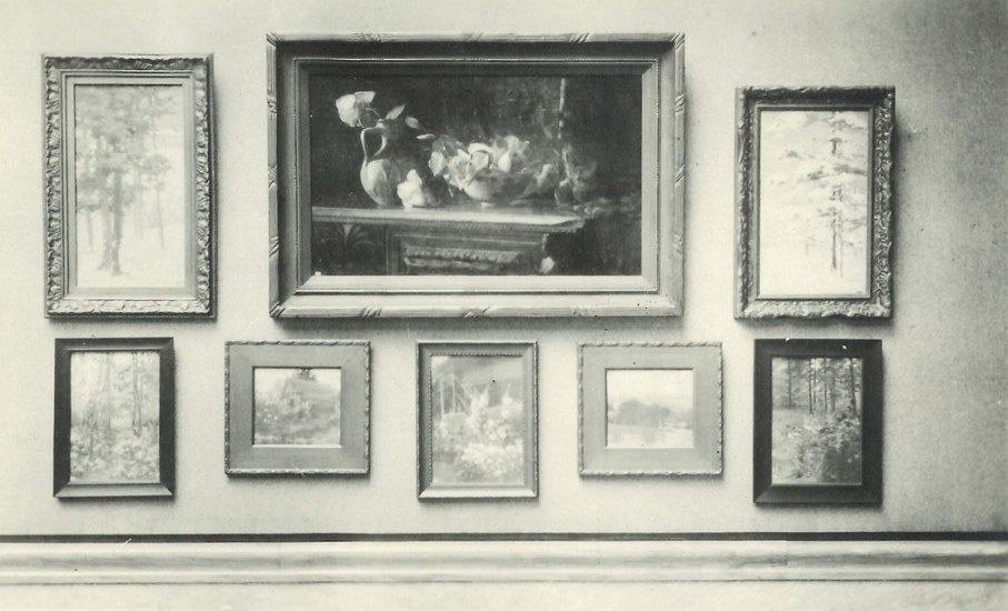Photograph of memorial exhibition of paintings by Mary Hiester Reid