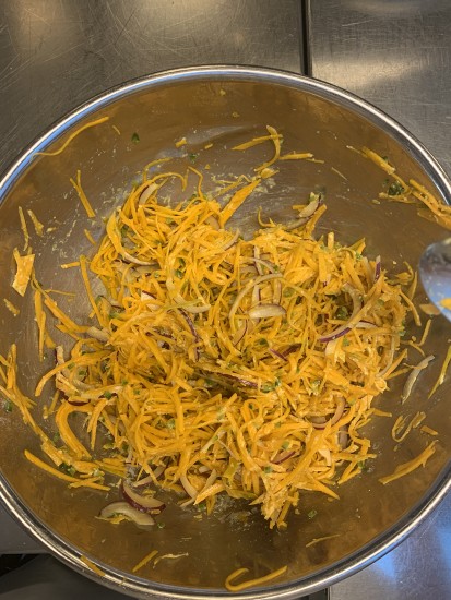 grated pumpkin mixed with ingredients