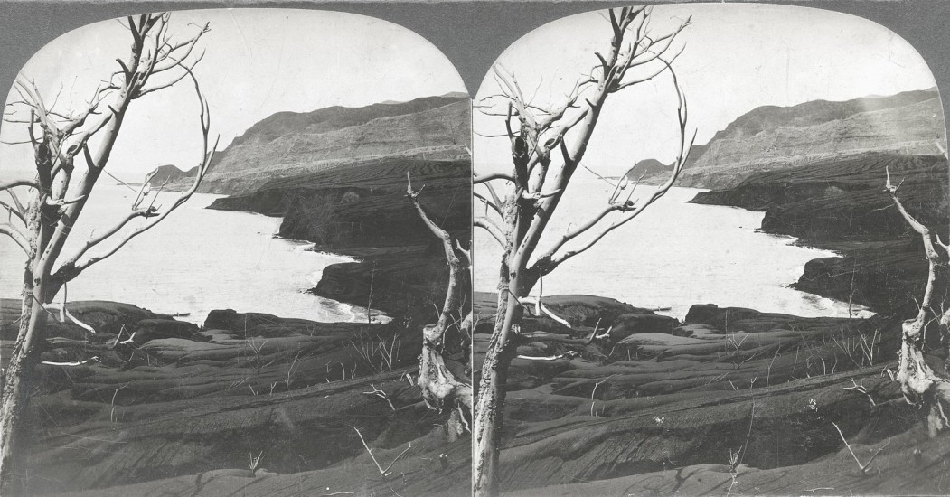 albumen print by B.L. Singley, Seacoast Under La Soufriere Showing Subsided Area Where Wallibou Village Formerly Stood, St Vincent