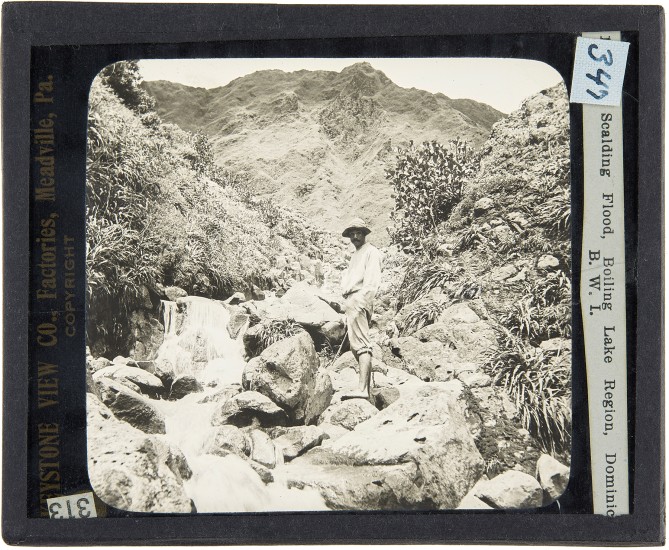 Scalding Flood, Boiling Lake Region, Dominica, 1900. Lantern slide: gelatin silver on glass.