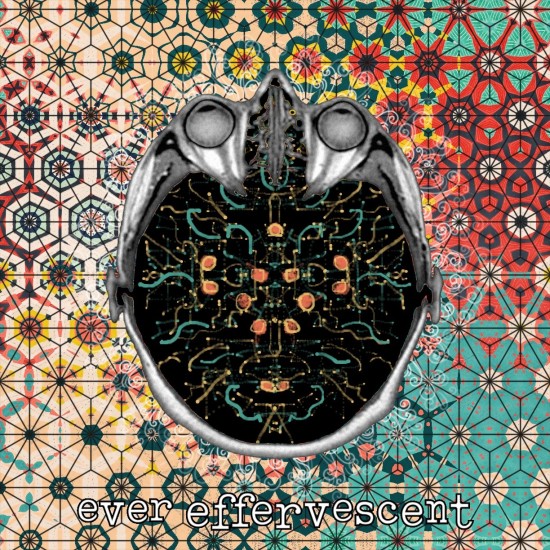 Black brain on colourful mosaic background