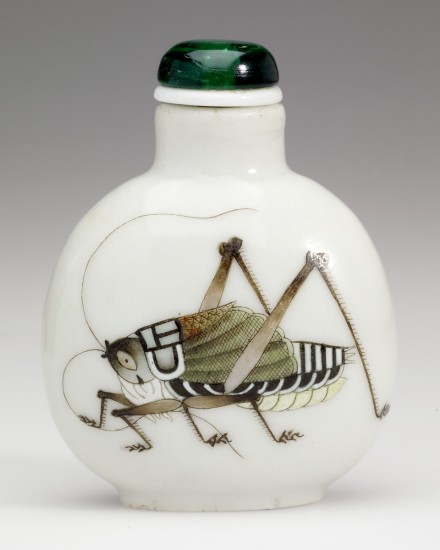 Chinese. Snuff Bottle, with enamelled cricket