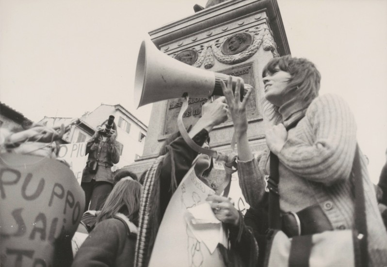 Jane Fonda at a demonstration in Rome, February 1972, 1972-1972. Gelatin silver print