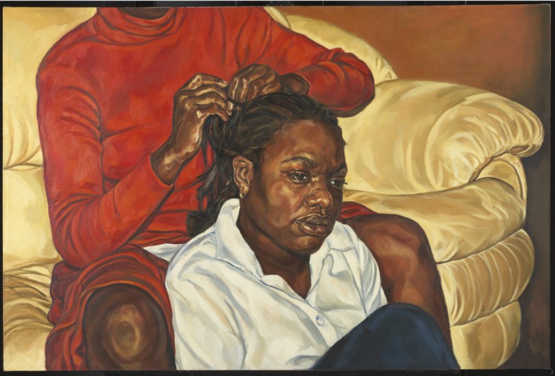 Barbara Walker. The Sitter, 2002. Oil on canvas of hair braiding