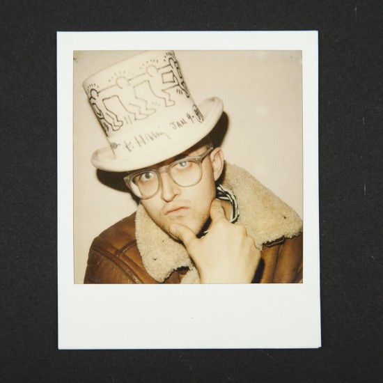 polaroid photo of Keith Haring in a Top Hat [Self-Portrait]
