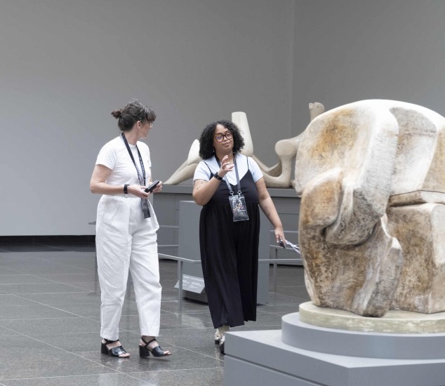 Visitors wearing Art Rate Monitor in Henry Moore sculpture gallery