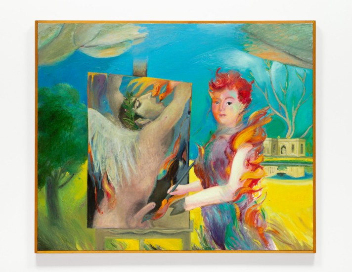 Joyce Wieland, Artist on Fire, 1983. Oil on canvas.