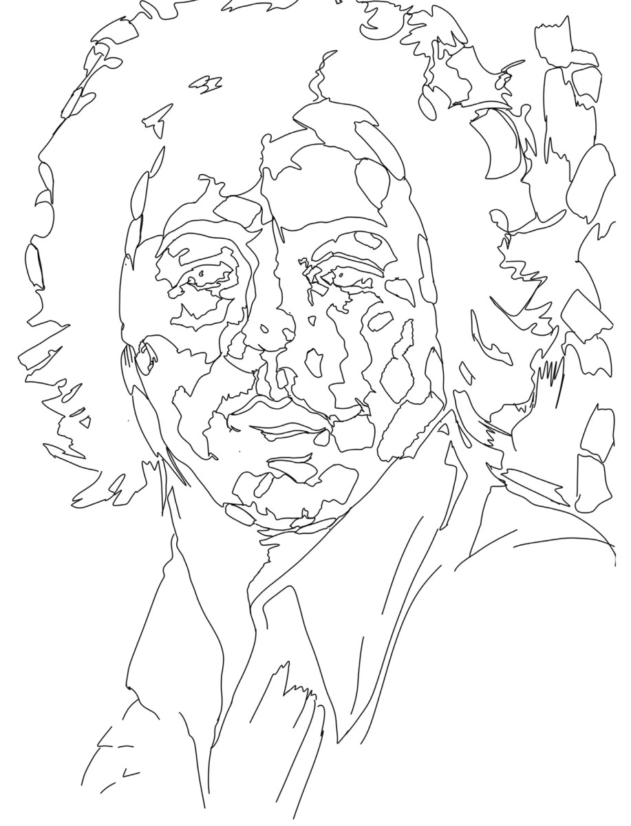Arthur Shilling, Self Portrait, line drawing