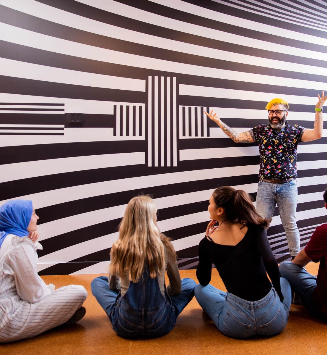Teachers with students